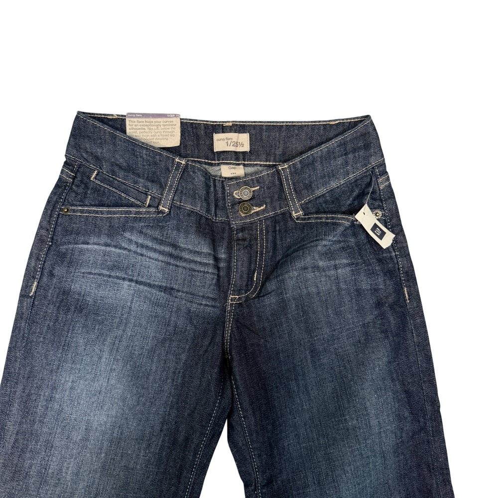 Gap Curvy Flare Jeans Dark Wash Indigo Low Rise Denim 1/25.5 - Picture 4 of 7